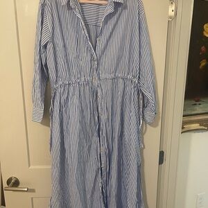 Universal Thread Blue and White Striped Long Sleeve Dress